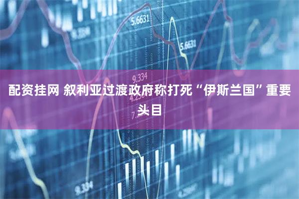 配资挂网 叙利亚过渡政府称打死“伊斯兰国”重要头目